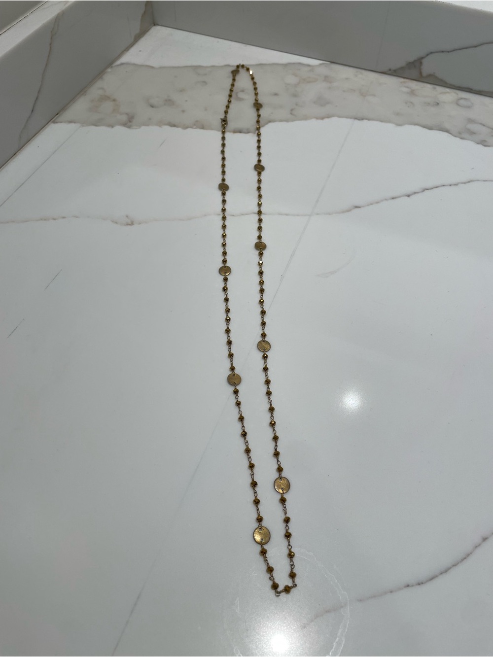 Gold Beaded Long Necklace